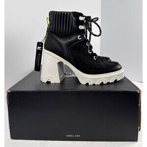 SOREL Women's Brex Heel Cozy Lace (Black/Sea Salt) Women's Boots Size 5.5